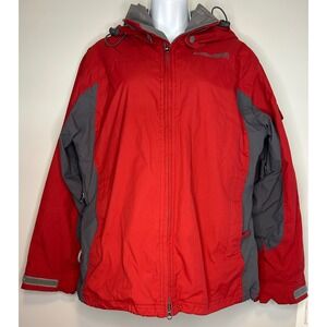 Ride Snowboards MTNdry Series Red Grey Hooded Snowboard Ski Jacket Womens Medium